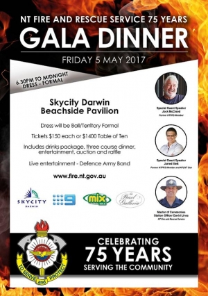 May 5 NT Fire and Rescue Service 75 Years Gala Dinner - Darwin
