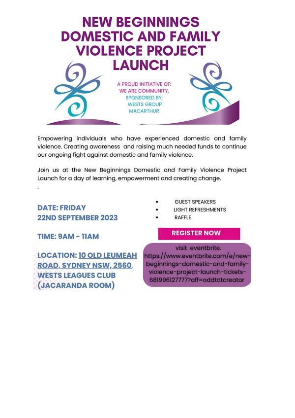 New Beginnings Domestic and Family Violence Project Launch