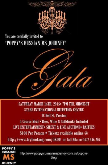 Poppys Russian MS Journey Gala Fundraiser - Preston VIC
