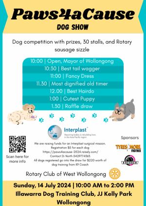 Jul 14 Paws4aCause Dog Show (Rotary Club of West Wollongong)