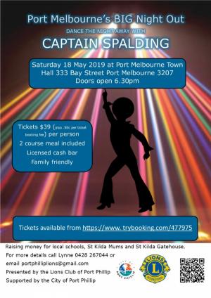 Port Melbournes BIG NIGHT OUT - with Captain Spalding