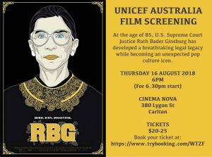 Ruth Bader Ginsburg: UNICEF Australia Film Fundraiser