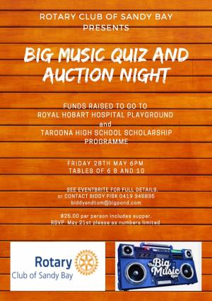Rotary Club of Sandy Bay MUSIC QUIZ and FUNDRAISING AUCTION