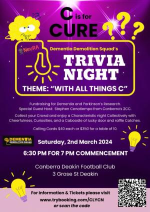 C if for Cure : Dementia Trivia Night Fundraiser : 2nd March