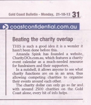 CharityDOs Story in the Gold Coast Bulletin